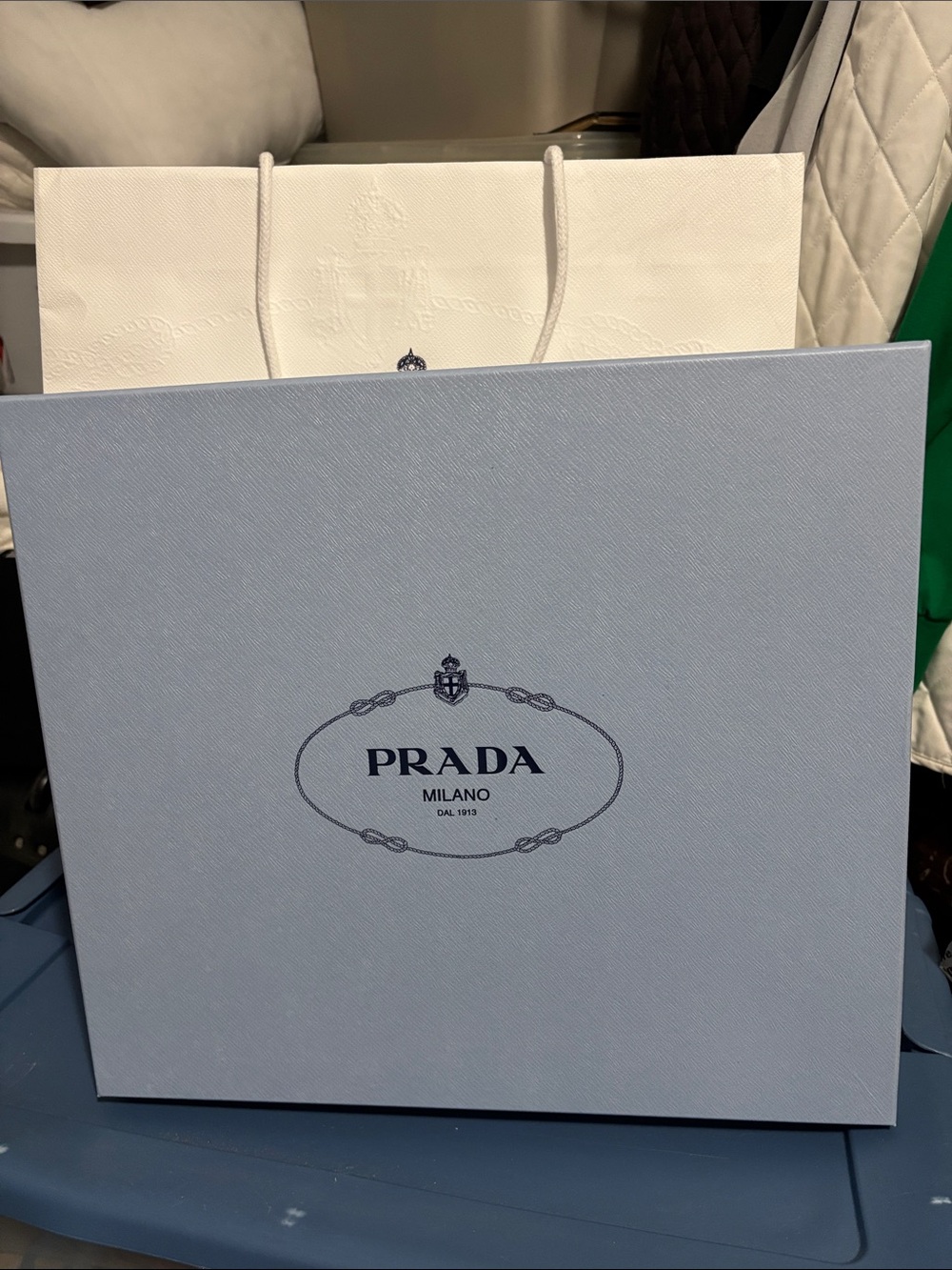 Prada Light Blue Gift Box with Navy Logo
Plus additional box for women 👠